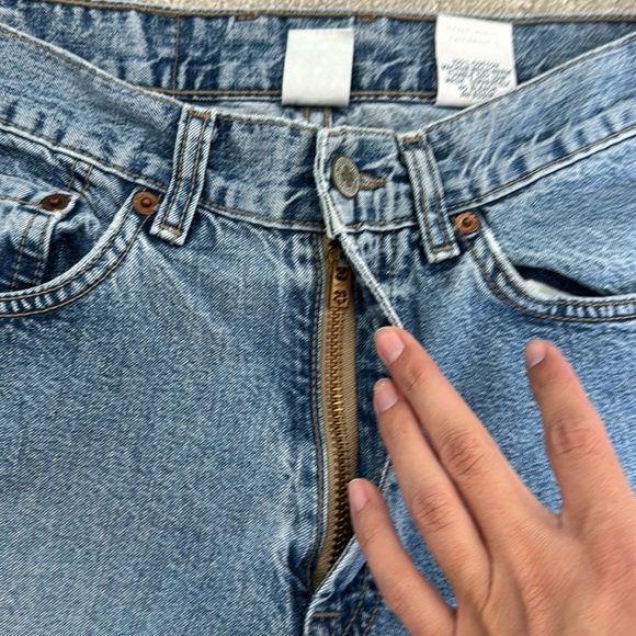 Vintage 90s Lucky Brand 286 low rise flare dungarees light wash 100% cotton - Picture 3 of 11